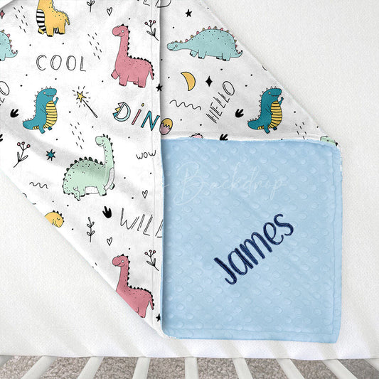 Lofaris Colorful Dinosaurs Roar Cool Hello Minky Baby Blanket