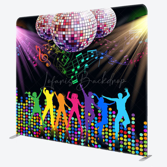 Lofaris Colorful Disco Dancing Party Square Tension Backdrop