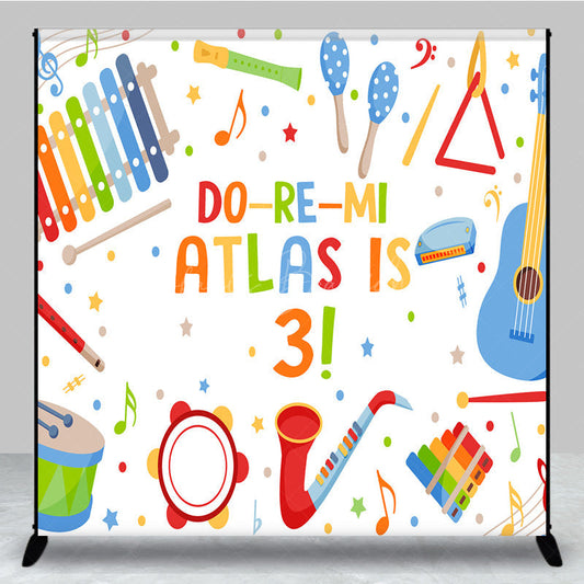 Lofaris Colorful Do Re Mi Custom Name 3rd Birthday Backdrop