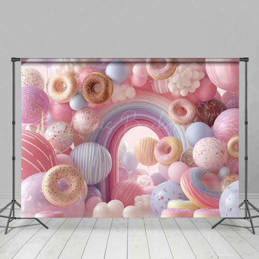 Lofaris Colorful Donuts Candyland Birthday Cake Smash Backdrop