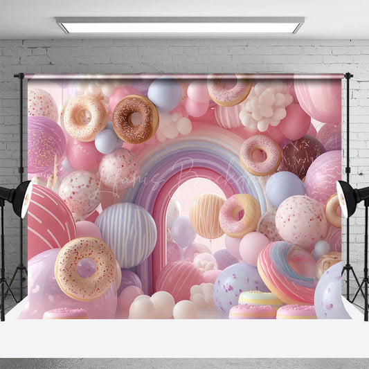 Lofaris Colorful Donuts Candyland Birthday Cake Smash Backdrop