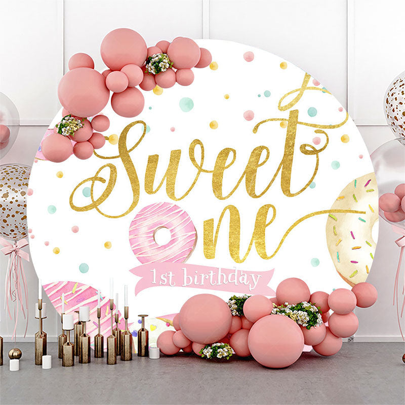 Lofaris Colorful Donuts Candyland Round Sweet One Backdrop