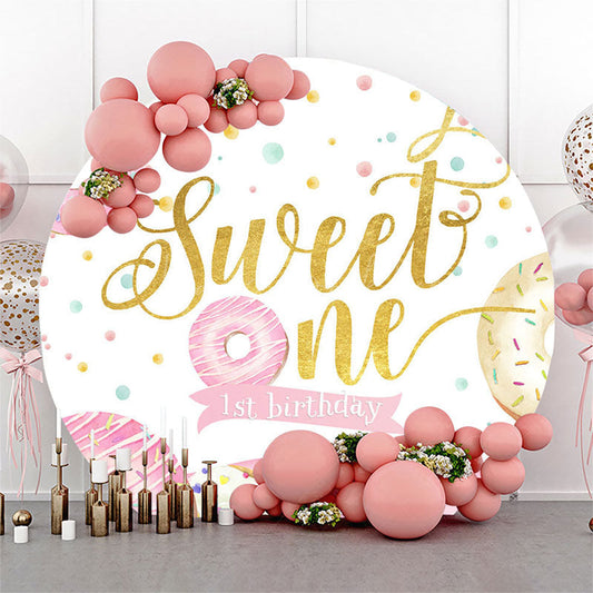 Lofaris Colorful Donuts Candyland Round Sweet One Backdrop