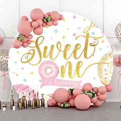 Lofaris Colorful Donuts Candyland Round Sweet One Backdrop