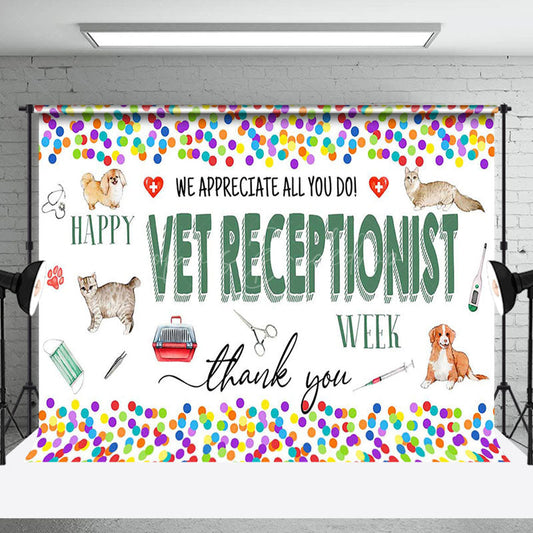 Lofaris Colorful Dot Thank You Vet Receptionist Week Backdrop