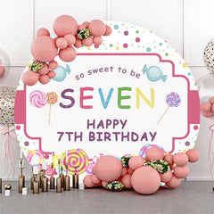 Lofaris Colorful Dots Candy Round Happy 7th Birthday Backdrop