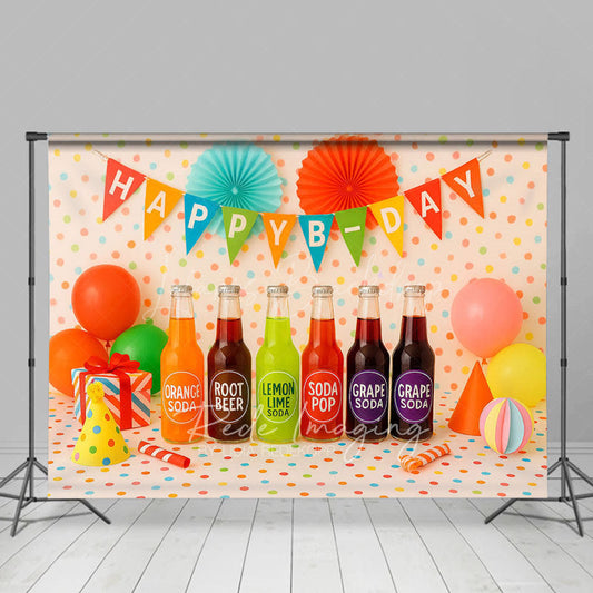 Lofaris Colorful Dots Wall Juice Birthday Cake Smash Backdrop