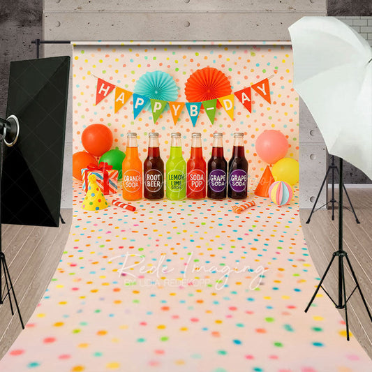 Lofaris Colorful Dots Wall Juice Cake Smash Photo Backdrop