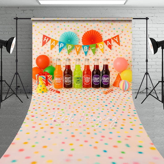 Lofaris Colorful Dots Wall Juice Cake Smash Photo Backdrop