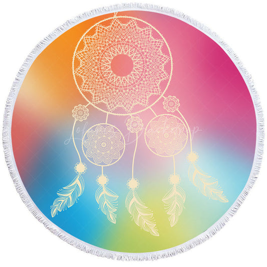 Lofaris Colorful Dream Catchers Dreamy Round Beach Towel