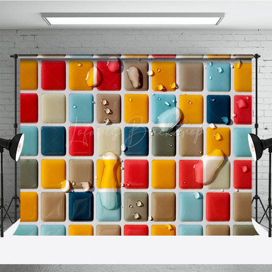 Lofaris Colorful Droplet Mosaic Tile Summer Vibe Backdrop
