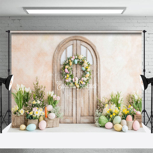 Lofaris Colorful Easter Eggs And Floral Decor Door Backdrop