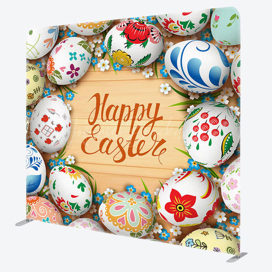 Lofaris Colorful Egg Floral Happy Easter Pillow Case Backdrop
