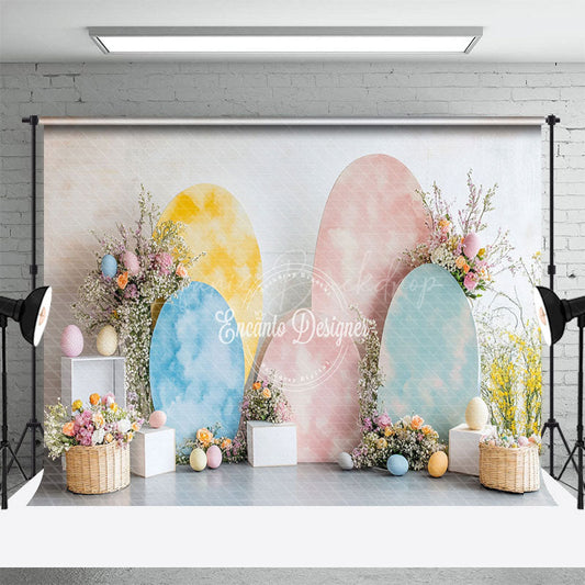 Lofaris Colorful Eggs Floral Backdrop For Easter Photo Booth