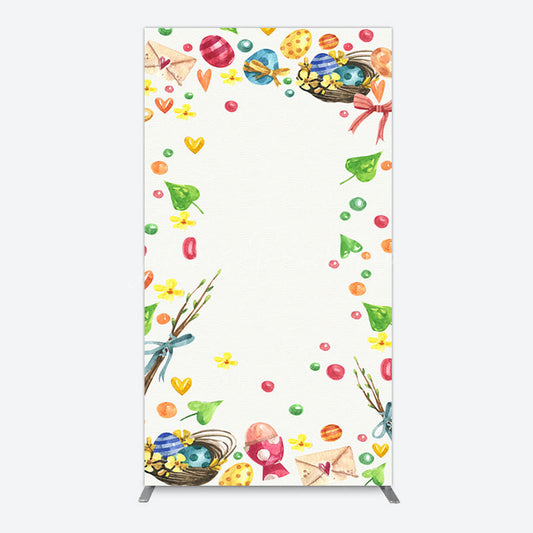 Lofaris Colorful Eggs Hearts Leaves Easter Rectangle Backdrop