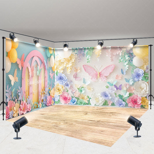 Lofaris Colorful Fairy Butterfly Floral Room Set Backdrop