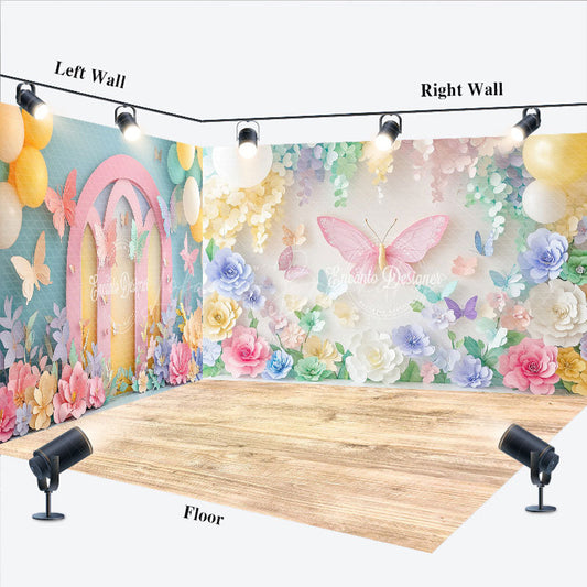 Lofaris Colorful Fairy Butterfly Floral Room Set Backdrop