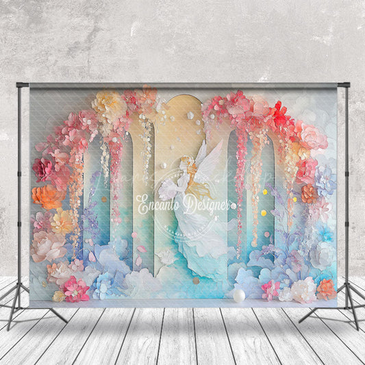 Lofaris Colorful Fairy Tale Floral Angel Fine Art Backdrop