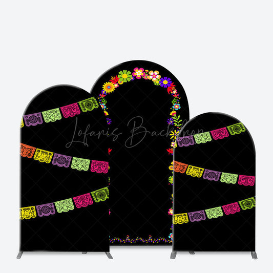Lofaris Colorful Flag Mexican Carnival Party Arch Backdrop