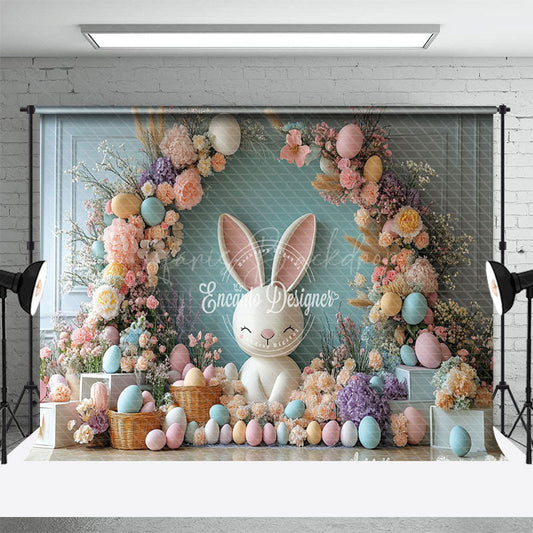 Lofaris Colorful Floral Arch Bunny Egg Spring Easter Backdrop