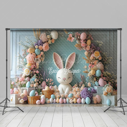 Lofaris Colorful Floral Arch Bunny Egg Spring Easter Backdrop