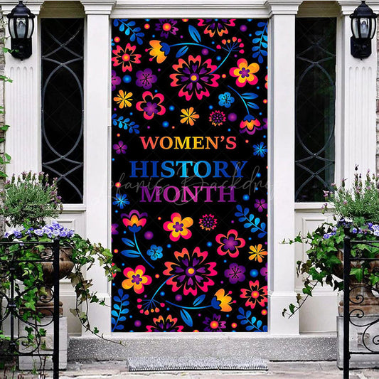 Lofaris Colorful Floral Black Womens History Month Door Cover
