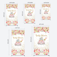 Lofaris Colorful Floral Elephant Baby Shower Rectangle Backdrop
