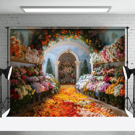 Lofaris Colorful Floral Greenhouse Romantic Wedding Backdrop