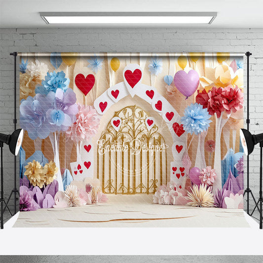 Lofaris Colorful Floral Hearts Poker Valentines Day Backdrop