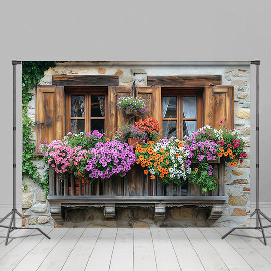 Lofaris Colorful Floral Outdoor Window View Spring Backdrop
