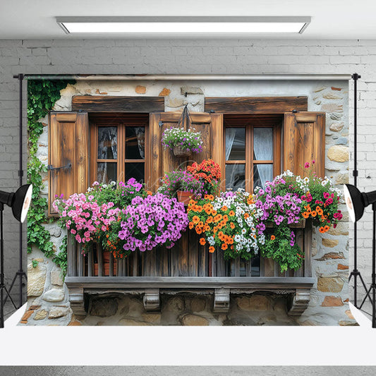 Lofaris Colorful Floral Outdoor Window View Spring Backdrop