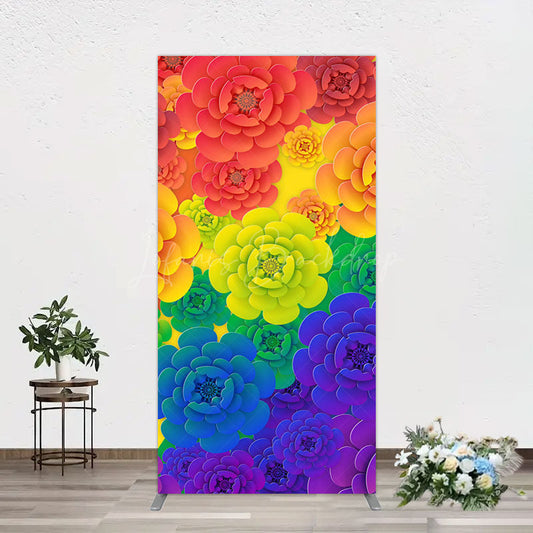 Lofaris Colorful Floral Pattern Birthday Party Rectangle Backdrop