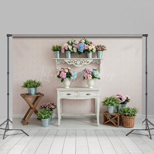 Lofaris Colorful Floral Retro Pink Wall Photography Backdrop