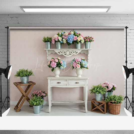 Lofaris Colorful Floral Retro Pink Wall Photography Backdrop