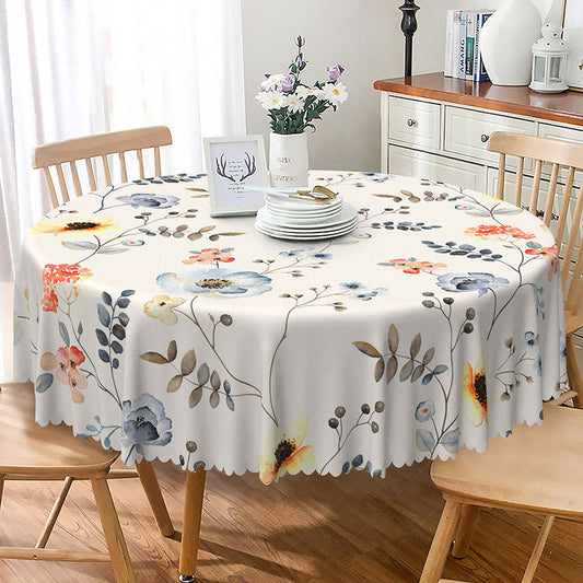 Lofaris Colorful Floral Round Tablecloth with Green Leaves for Vibrant Spring and Summer Kitchen Dining Decor