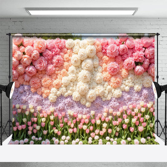 Lofaris Colorful Floral Wall Romantic Wedding Photo Backdrop