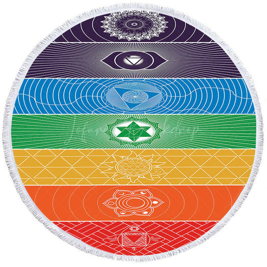 Lofaris Colorful Flower Rainbow Summer Round Beach Towel