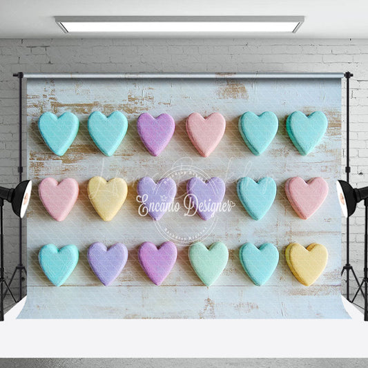 Lofaris Colorful Frosted Love Heart Wood Grain Wall Backdrop
