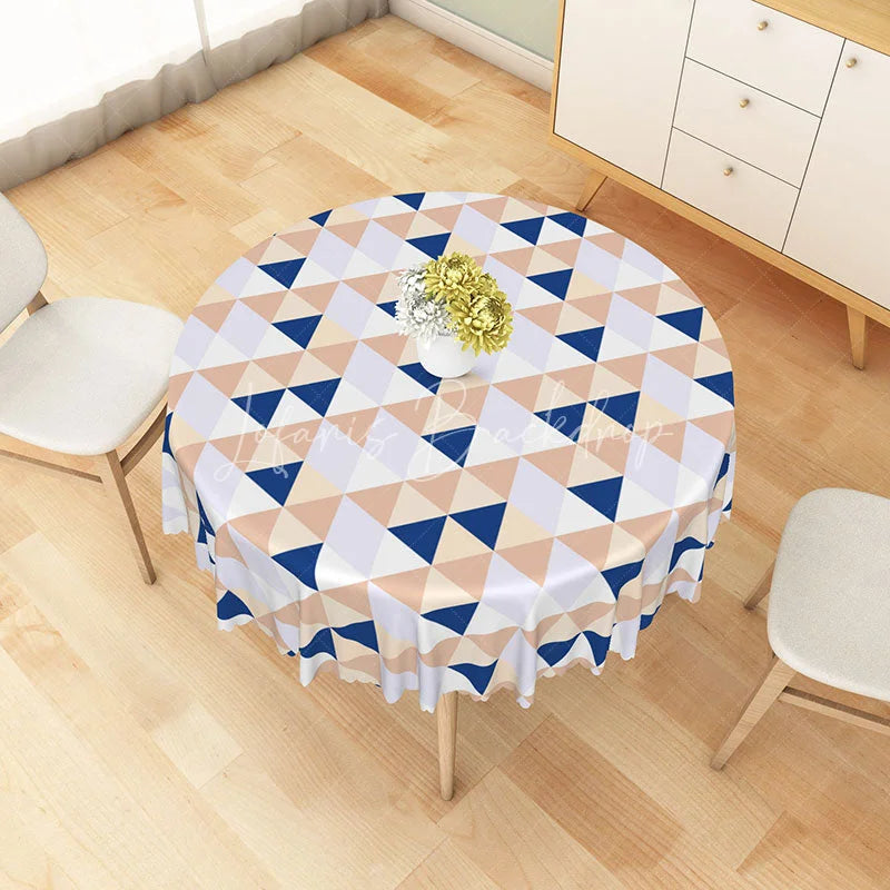 Lofaris Colorful Geometric Triangle Mosaic Round Tablecloth Modern Abstract Pattern for Kitchen and Party