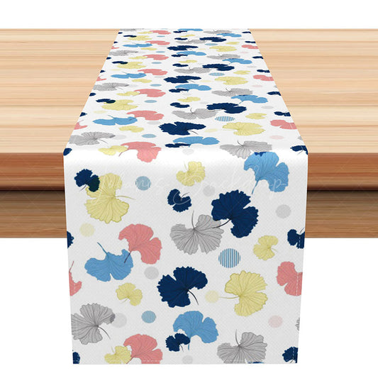 Lofaris Colorful Ginkgo Leaves Table Runner with Polka Dots Modern Botanical Decor for Kitchen and Dining Room