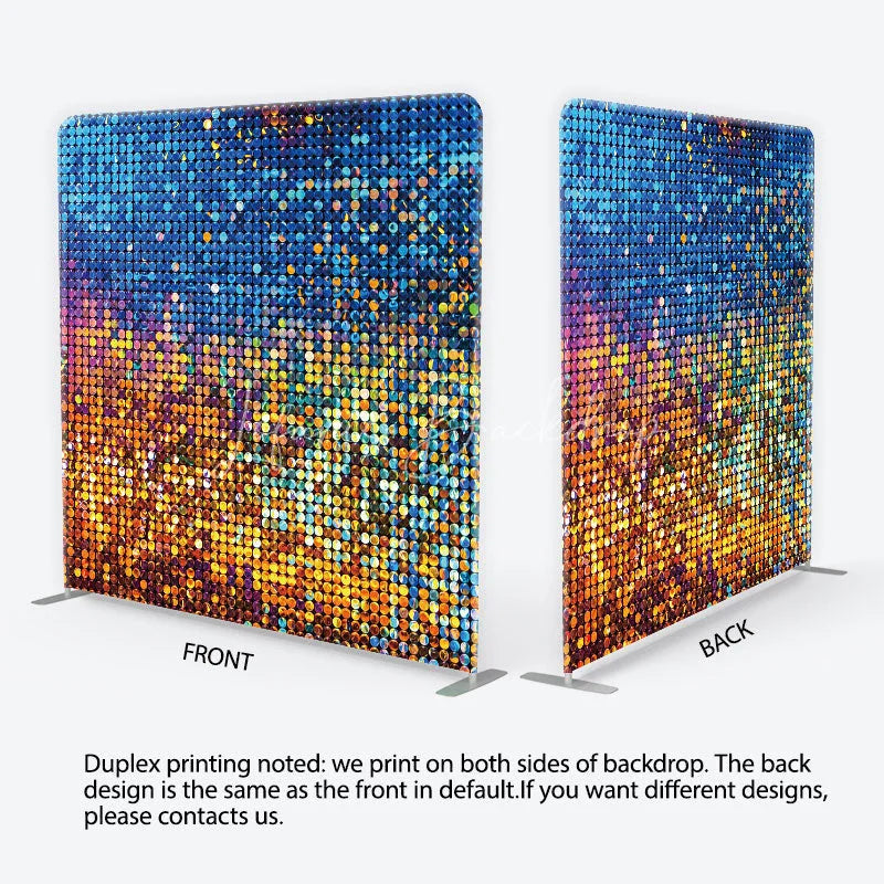 Lofaris Colorful Glitter Sequins Tension Fabric Backdrop Abstract Shiny Disco Ball Background 80s Retro Party Decor