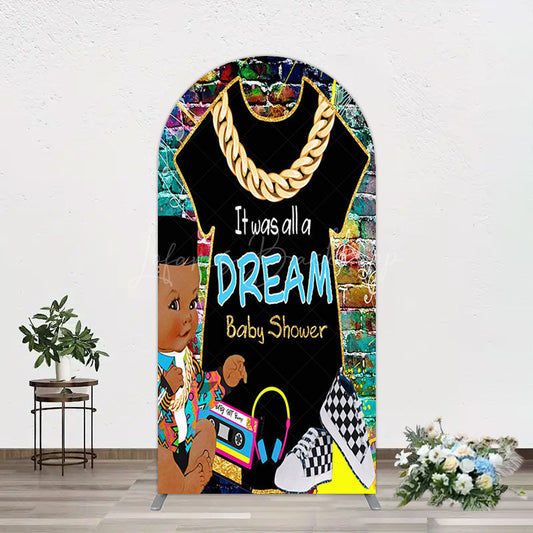 Lofaris Colorful Graffiti Bricks Wall Hiphop Arch Backdrop