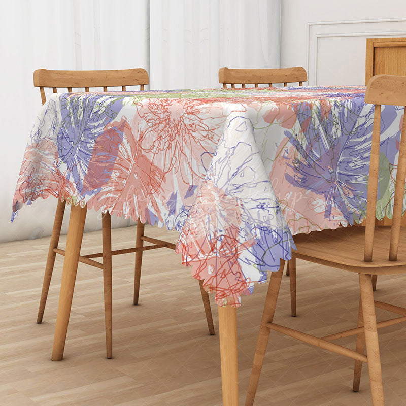 Lofaris Colorful Hawaiian Summer Rectangle Tablecloth with Tropical Leaves for Luau and Beach Party Decorations
