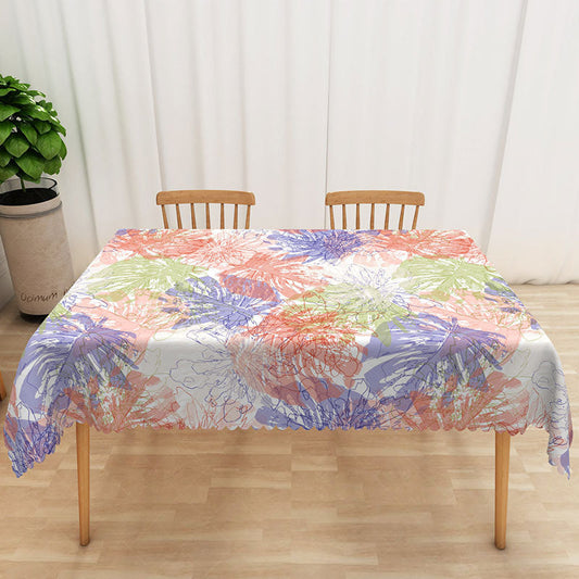 Lofaris Colorful Hawaiian Summer Rectangle Tablecloth with Tropical Leaves for Luau and Beach Party Decorations