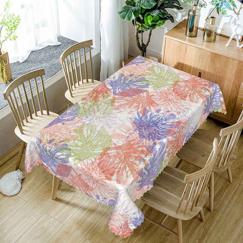 Lofaris Colorful Hawaiian Summer Rectangle Tablecloth with Tropical Leaves for Luau and Beach Party Decorations