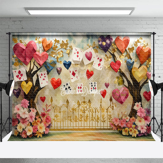 Lofaris Colorful Hearts Poker Trees Valentines Day Backdrop