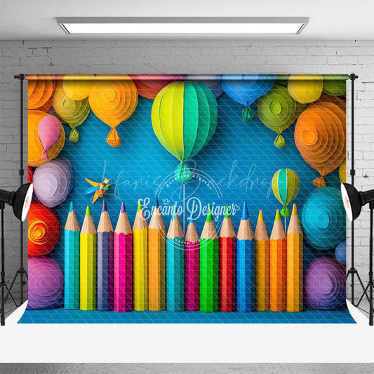 Lofaris Colorful Hot Air Balloons Back To School Backdrop