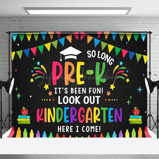 Lofaris Colorful Kindergarten Here I Come Graduation Backdrop