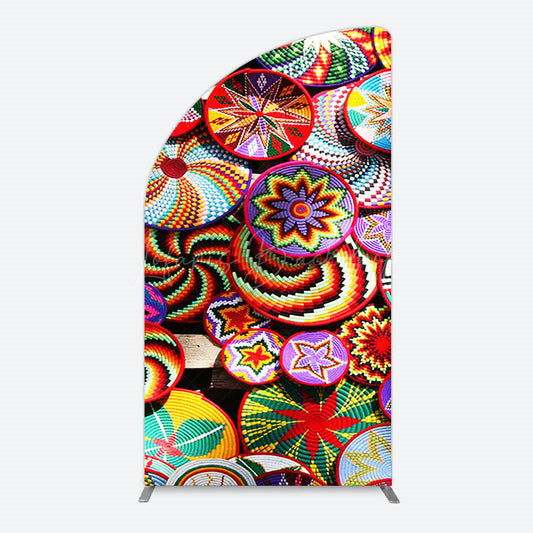 Lofaris Colorful Knitted Floral Plate Ethiopian Half Moon Arch Backdrop