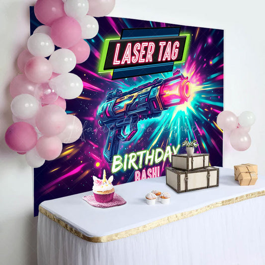 Lofaris Colorful Laser Tag Games Birthday Bash Backdrop